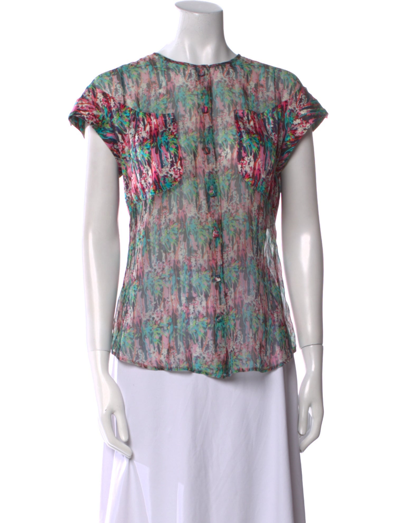 Zac Posen Silk Printed T-Shirt