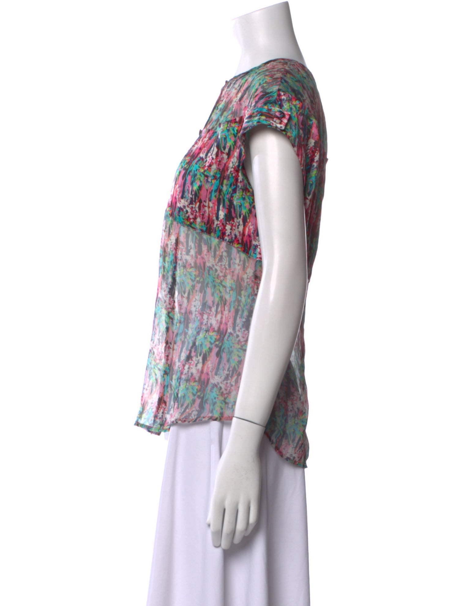 Zac Posen Silk Printed T-Shirt