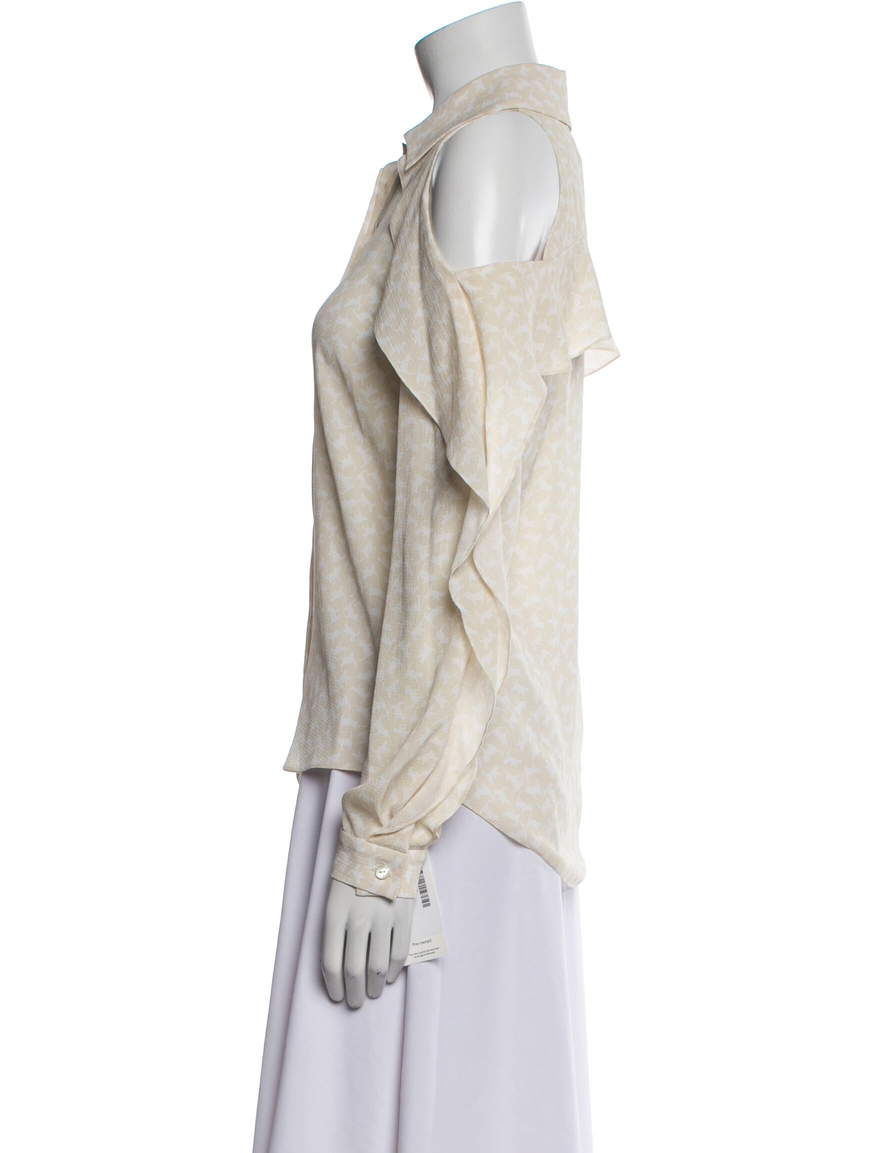 Zac Posen Printed Long Sleeve Button-Up Top