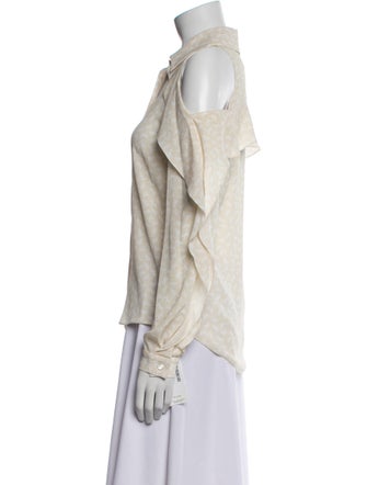 Zac Posen Printed Long Sleeve Button-Up Top