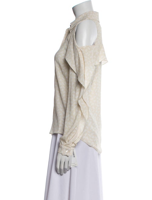 Zac Posen Printed Long Sleeve Button-Up Top