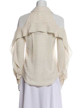 Zac Posen Printed Long Sleeve Button-Up Top