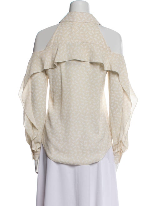 Zac Posen Printed Long Sleeve Button-Up Top