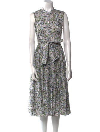 Zac Posen Floral Print Midi Length Dress
