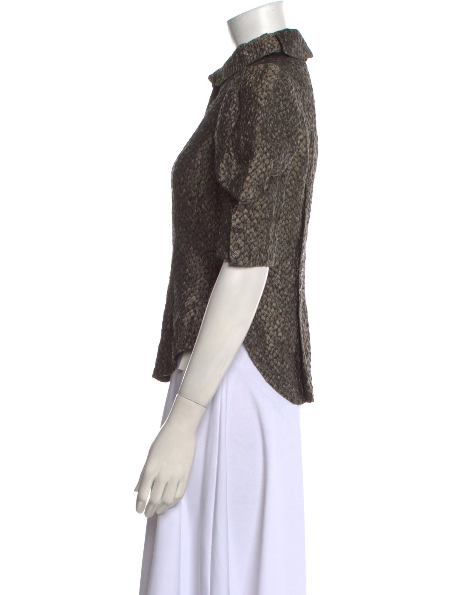 Zac Posen Silk Printed Button-Up Top