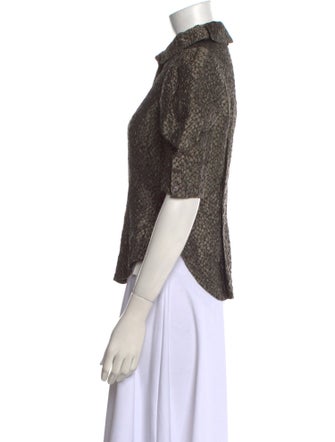 Zac Posen Silk Printed Button-Up Top