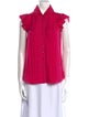 Zac Posen Silk Short Sleeve Button-Up Top