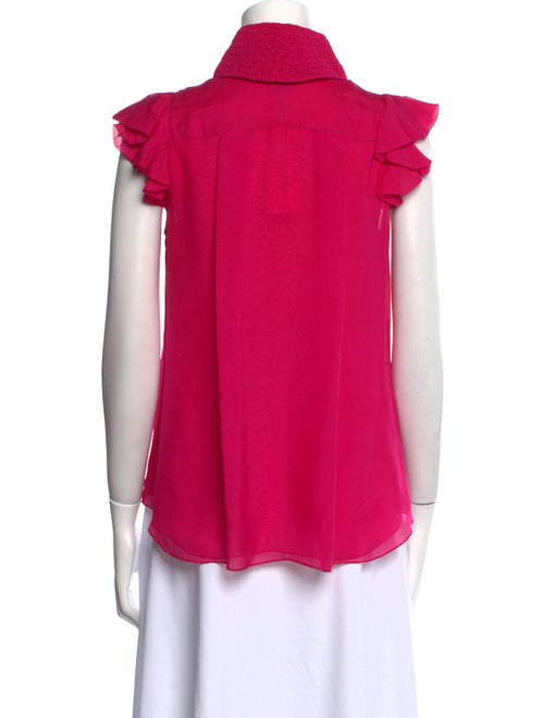 Zac Posen Silk Short Sleeve Button-Up Top