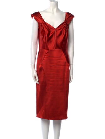 Zac Posen Satin Midi Length Dress