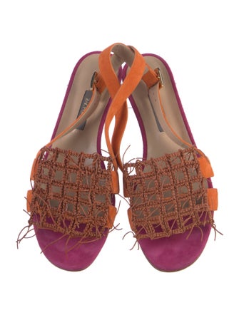 Zac Posen Suede Colorblock Pattern Slingback Sandals