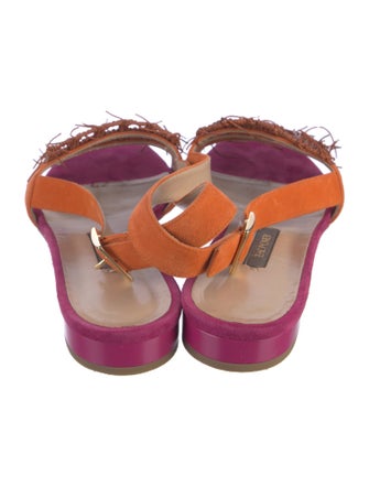 Zac Posen Suede Colorblock Pattern Slingback Sandals