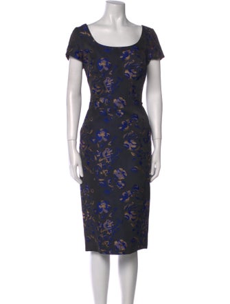 Zac Posen Floral Print Midi Length Dress