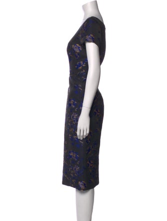 Zac Posen Floral Print Midi Length Dress