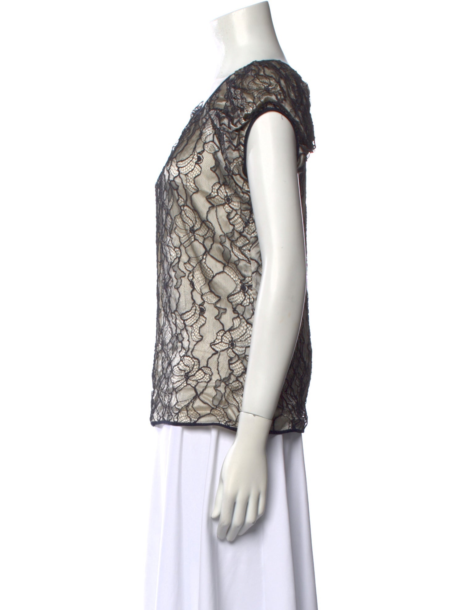 Zac Posen Printed Scoop Neck Top