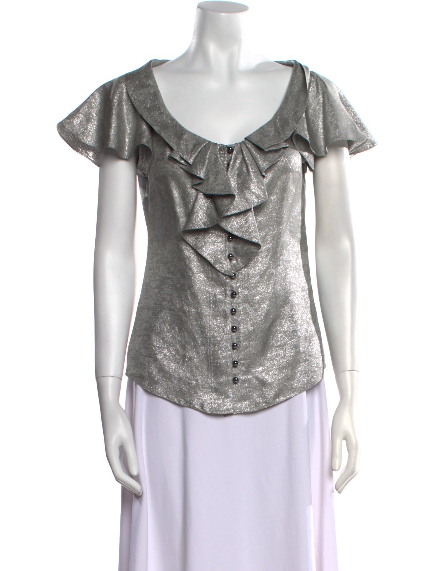 Zac Posen Silk Scoop Neck T-Shirt