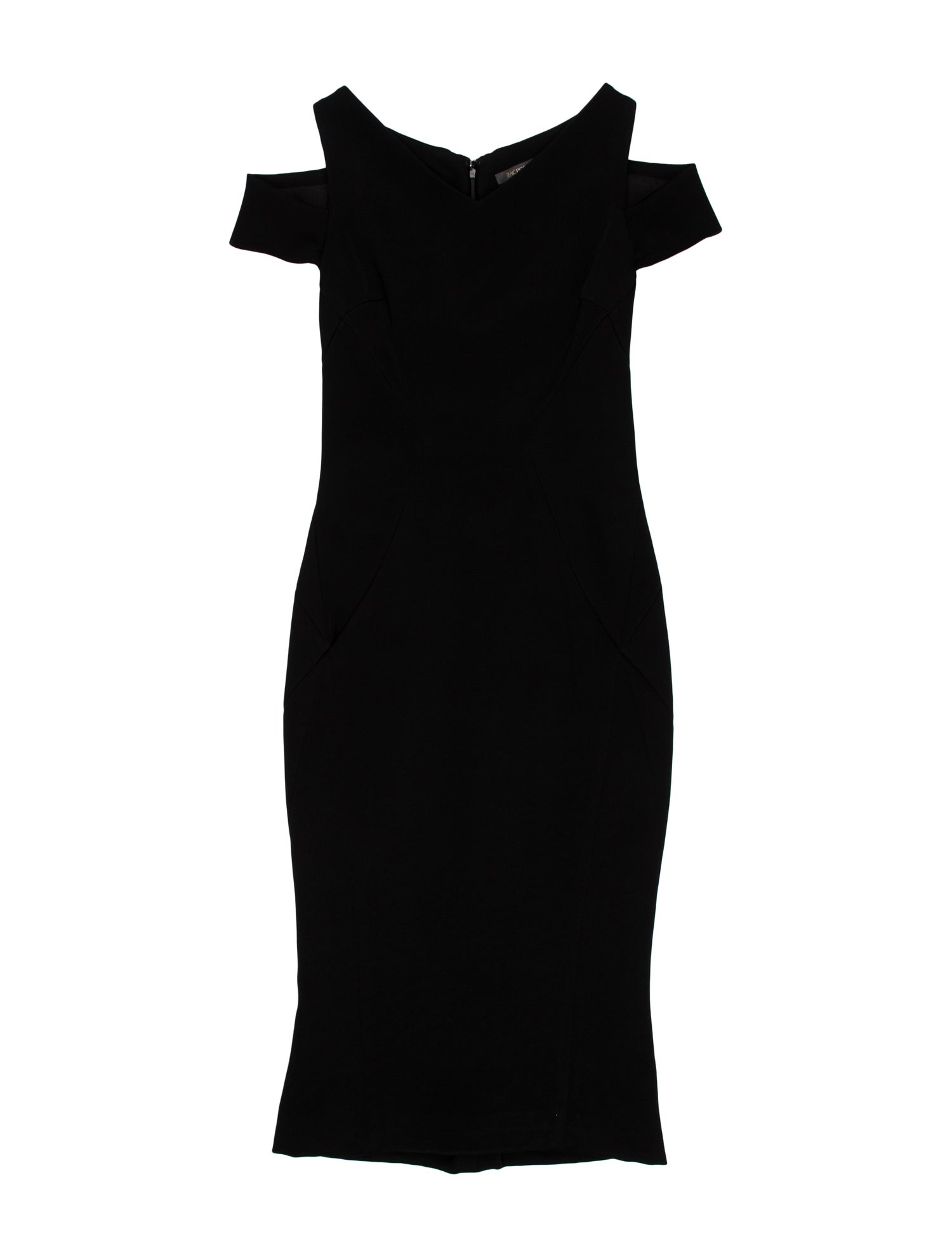 Zac Posen Off-The-Shoulder Midi Length Dress in Black, Women's US 2 | Xs