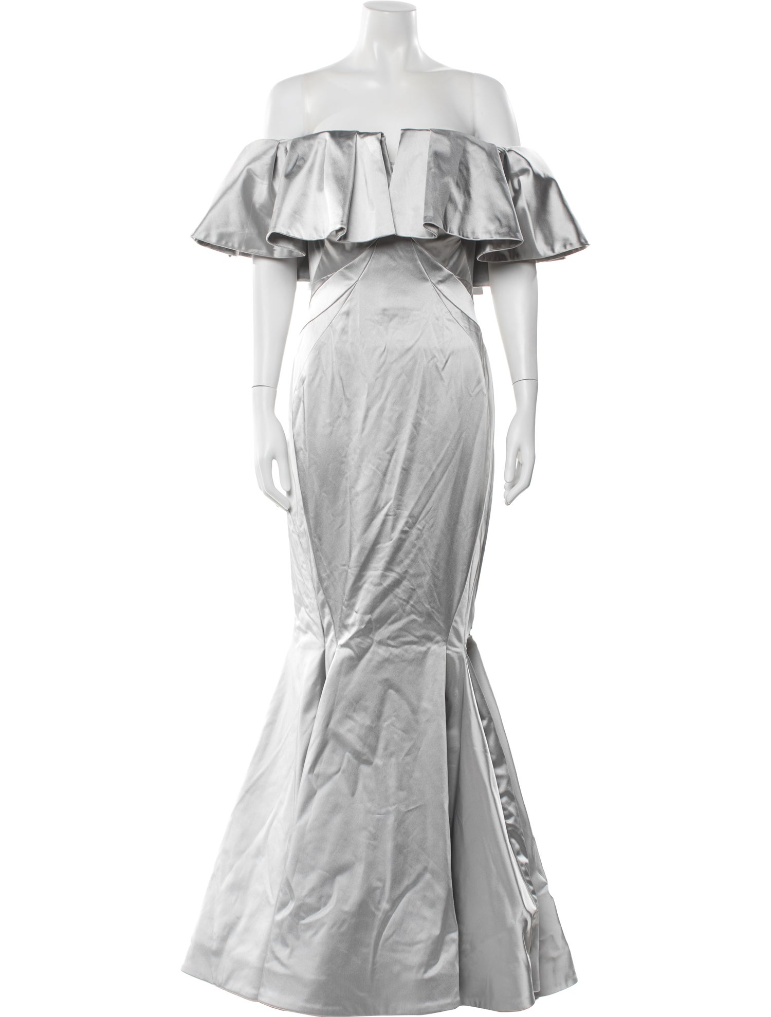 zac posen silver dress Zac Posen Off-The-Shoulder Long Dress - Silver Dresses, Clothing - ZAC48992
