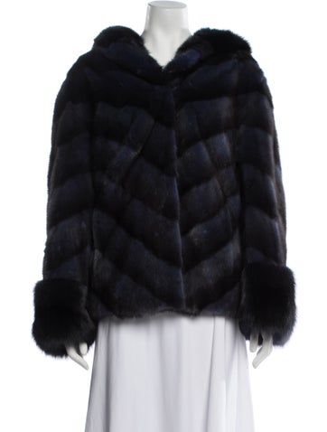 Pre-owned Zac Posen 2000's Mink Fur Jacket In Blue