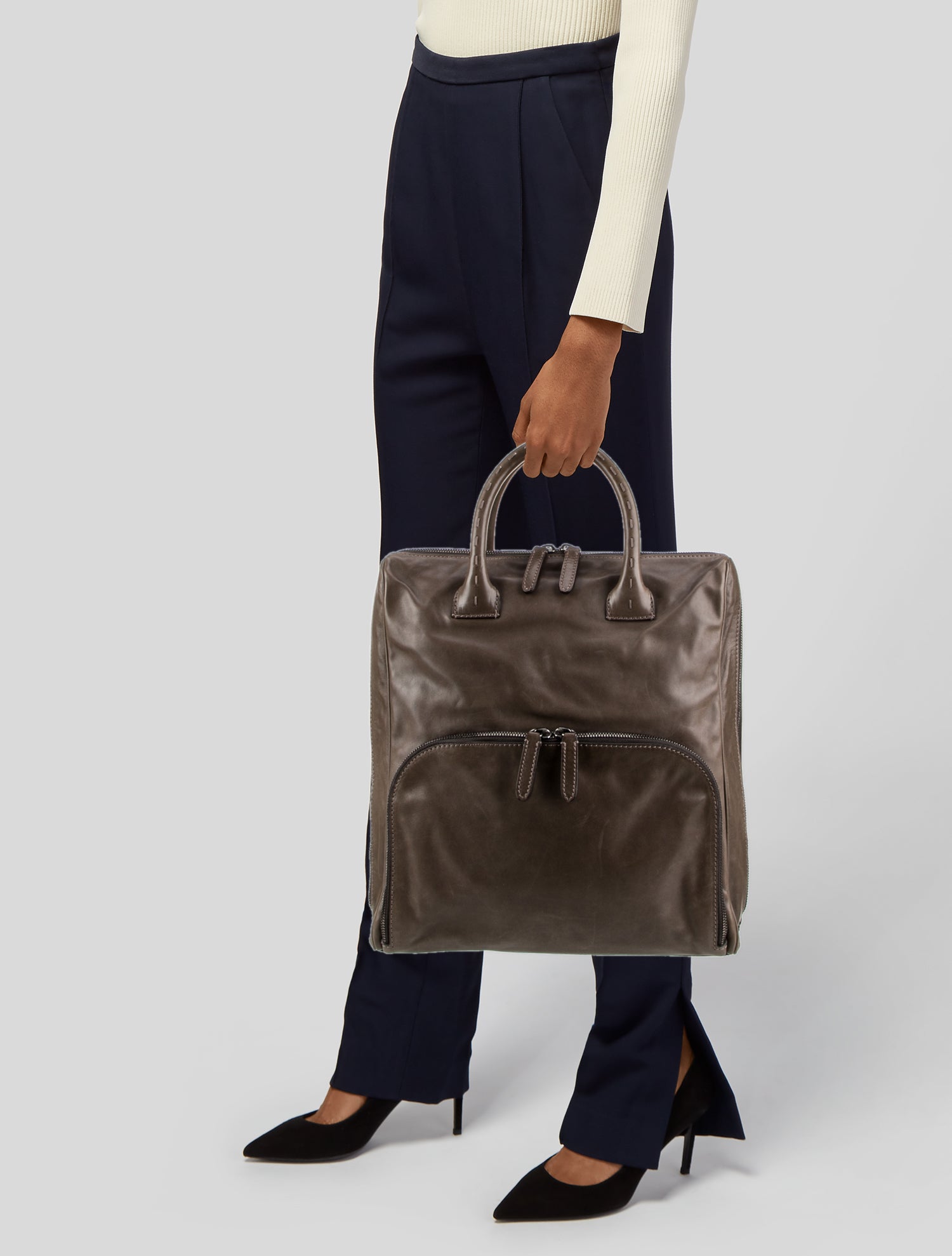 Zagliani Leather Top Handle Bag