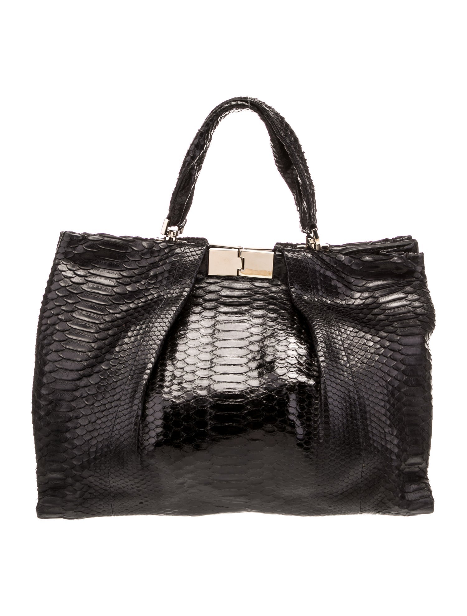 Zagliani Python Top Handle Bag