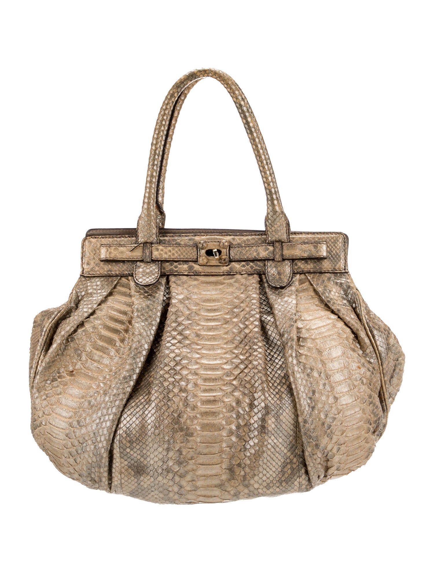 Zagliani Python Top Handle Bag