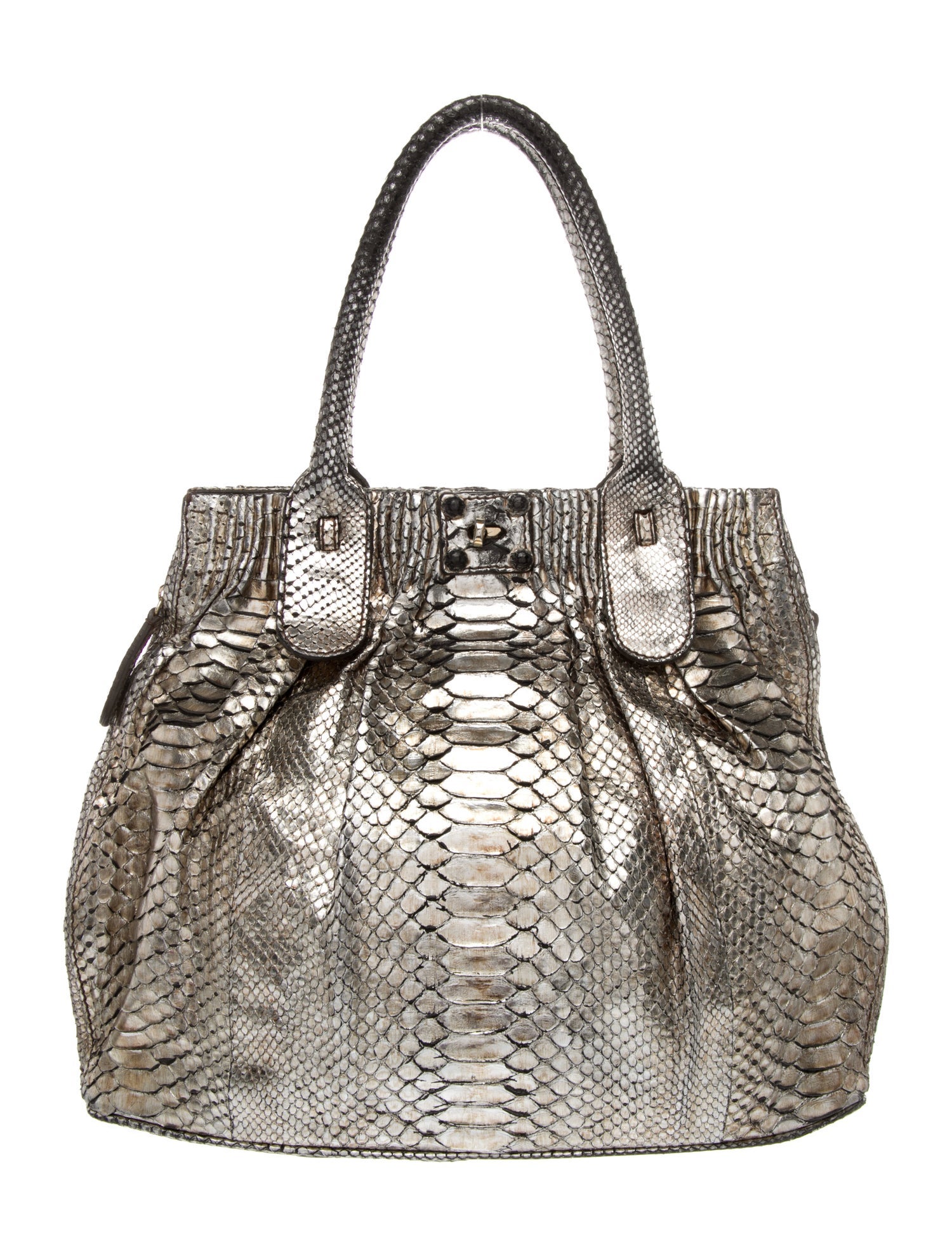 Zagliani Python Top Handle Bag