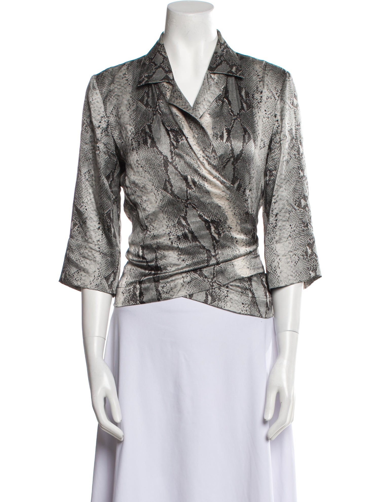 Carla Zampatti Animal Print Cowl Neck Blouse