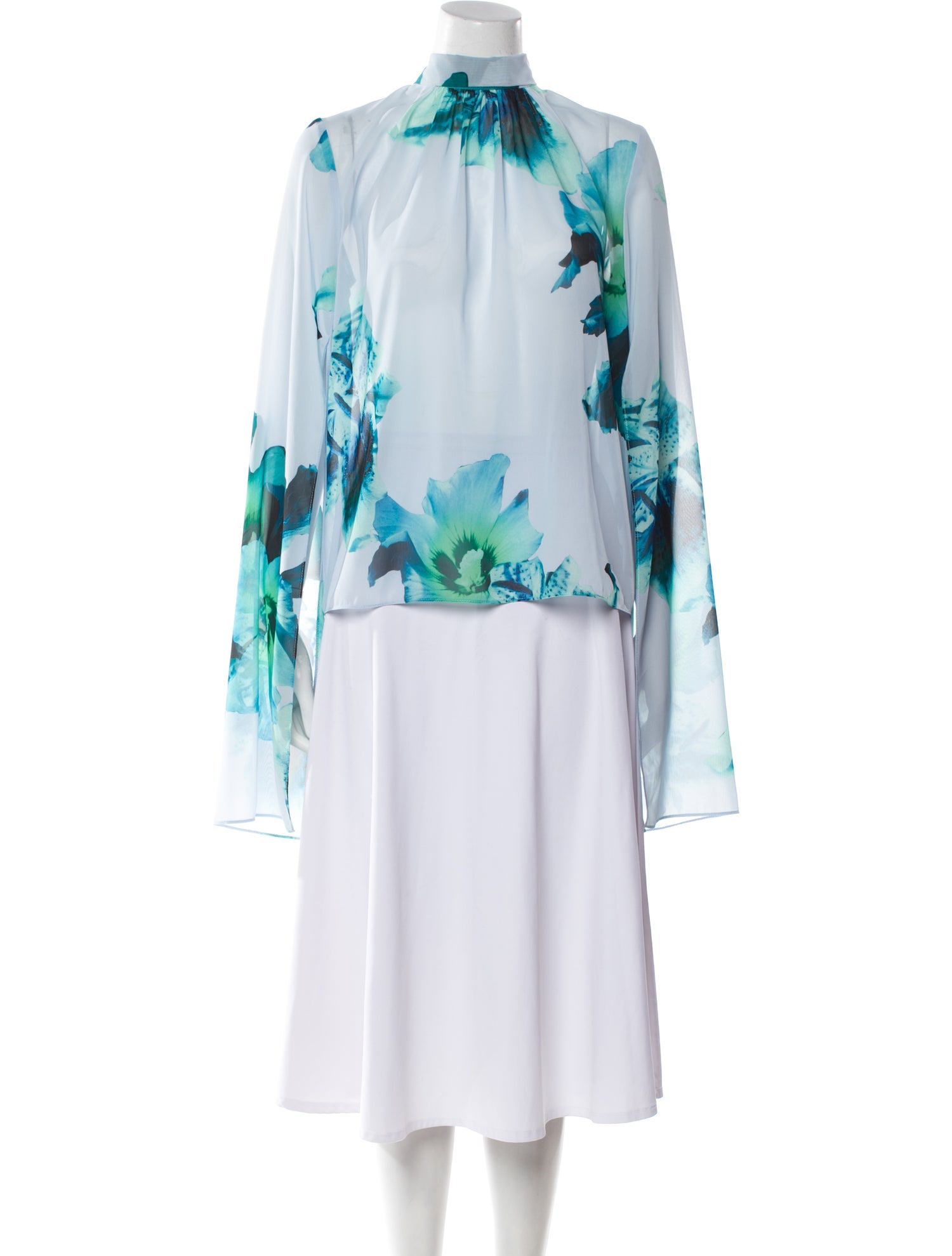 Carla Zampatti Printed Mock Neck Blouse