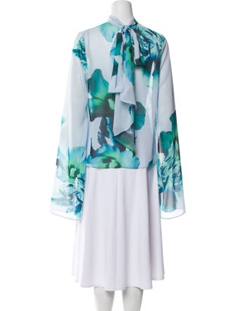 Carla Zampatti Printed Mock Neck Blouse