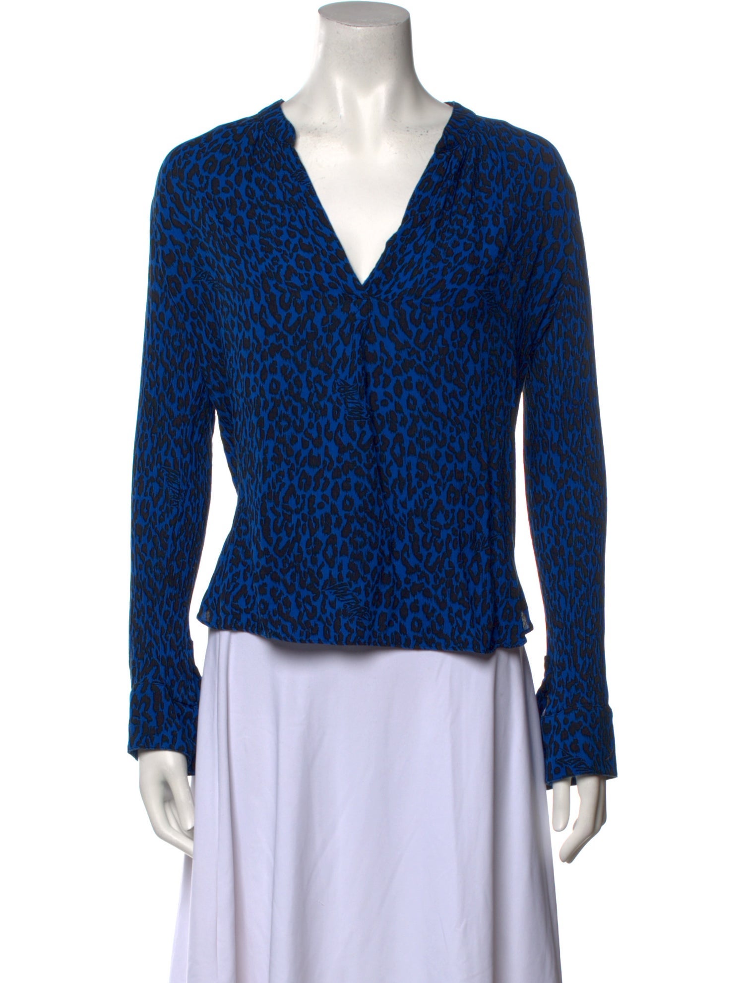 Zadig & Voltaire Animal Print V-Neck Blouse