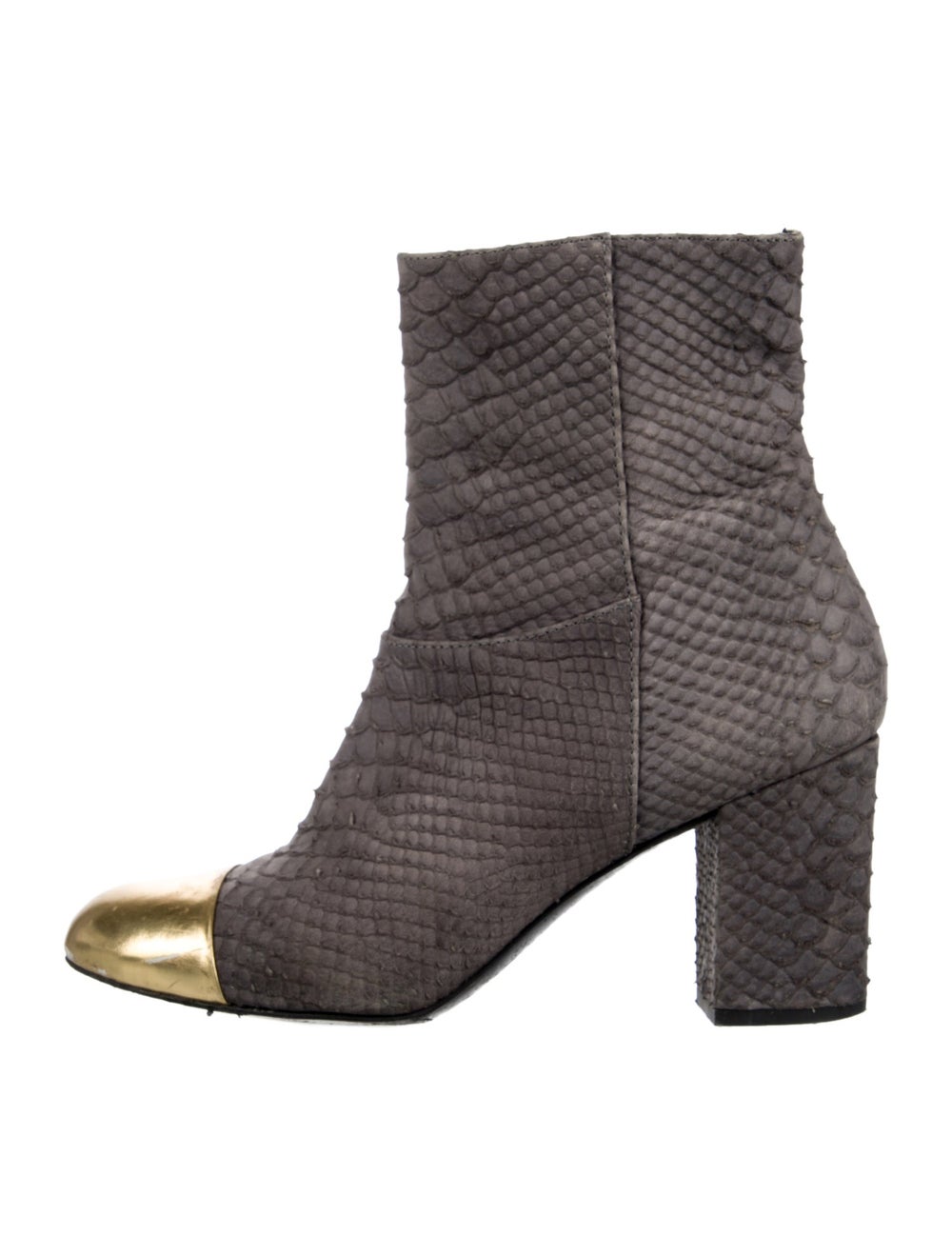 Zadig & Voltaire Snakeskin Ankle Boots Grey Printed Round-Toes