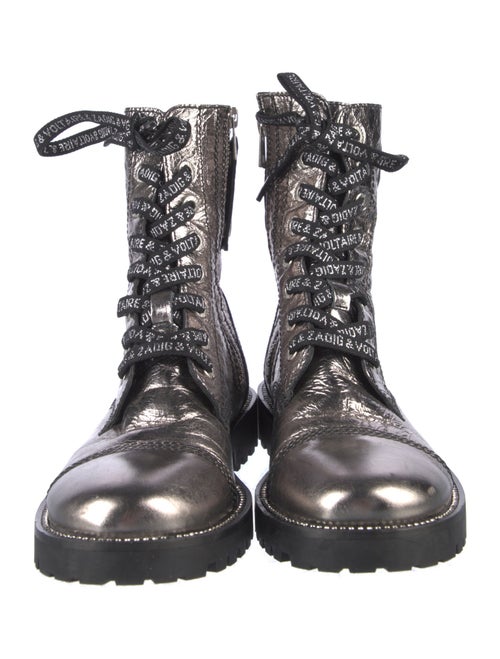 Zadig & Voltaire Leather Crystal Embellishments Combat Boots