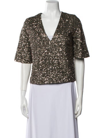 Zadig & Voltaire Tops V-Neck Short Sleeve Crop Top XS