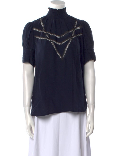 Zadig & Voltaire Mock Neck Short Sleeve Blouse