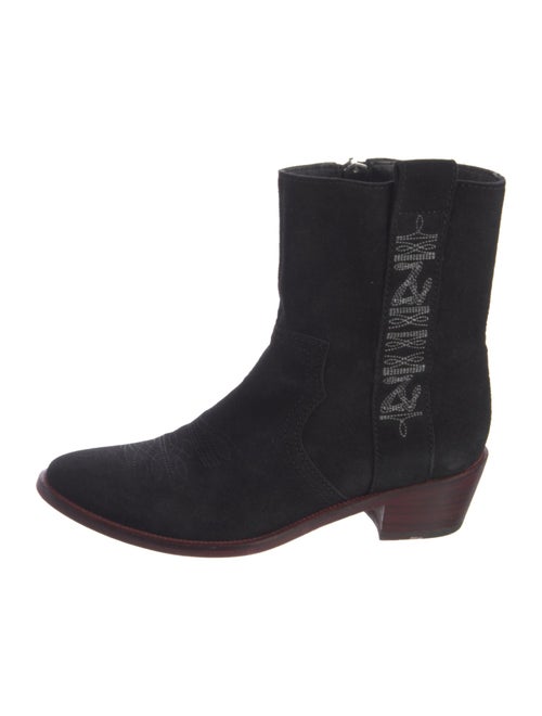 Zadig & Voltaire Suede Embroidered Accent Moto Boots