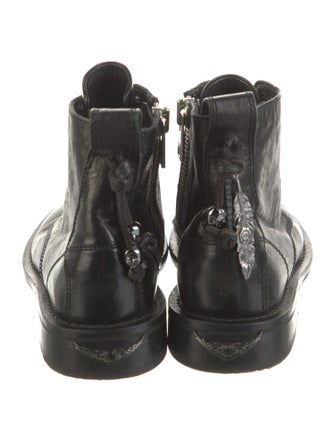 Zadig & Voltaire Skull Leather Combat Boots
