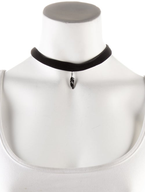 Zadig & Voltaire Velvet & Crystal Feather Choker Necklace