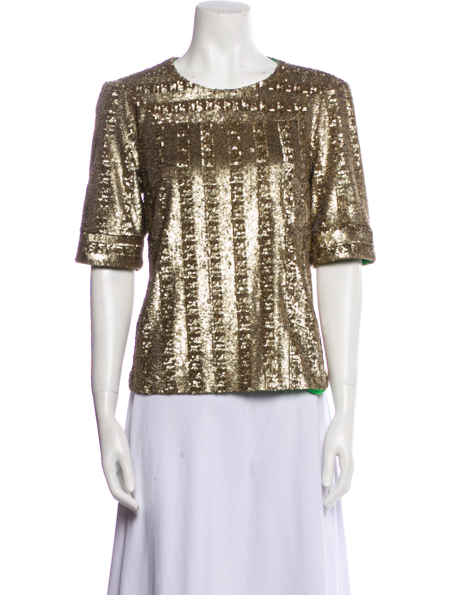 Zadig & Voltaire Crew Neck Short Sleeve Top - Gold Tops