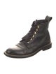 Zadig & Voltaire Leather Chain-Link Accents Combat Boots
