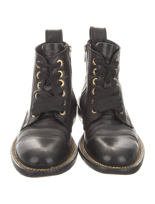 Zadig & Voltaire Leather Chain-Link Accents Combat Boots