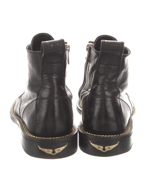 Zadig & Voltaire Leather Chain-Link Accents Combat Boots