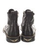 Zadig & Voltaire Leather Chain-Link Accents Combat Boots
