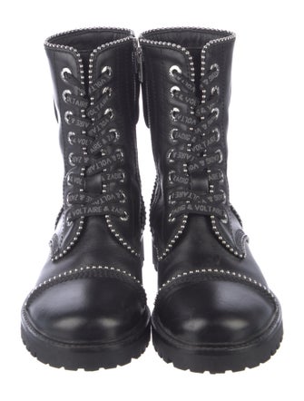 Zadig & Voltaire Leather Studded Accents Combat Boots
