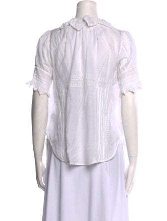 Zadig & Voltaire Mock Neck Short Sleeve Button-Up Top