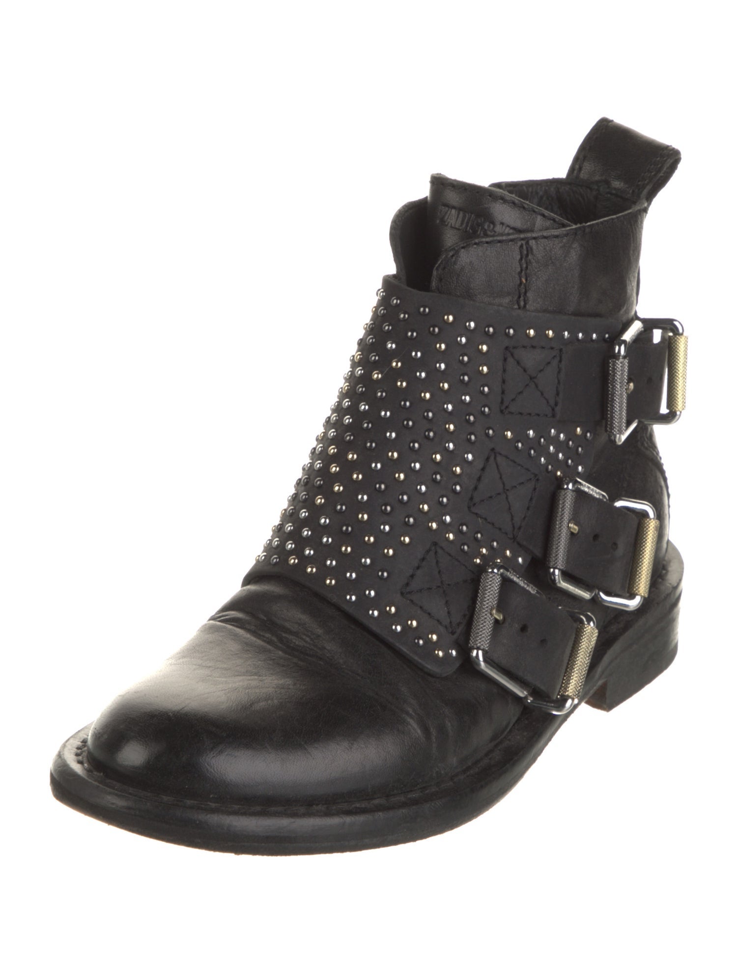 Zadig & Voltaire Leather Studded Accents Combat Boots