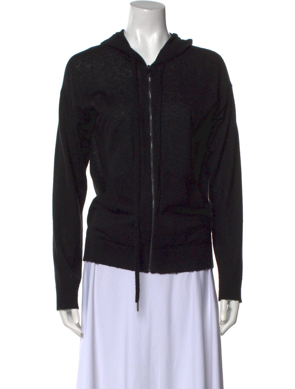 Zadig & Voltaire Cashmere Cardigan Black Raw-Edge & Studded Accents Long Sleeve