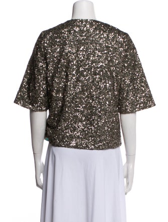 Zadig & Voltaire Sequin V-Neck Crop Top