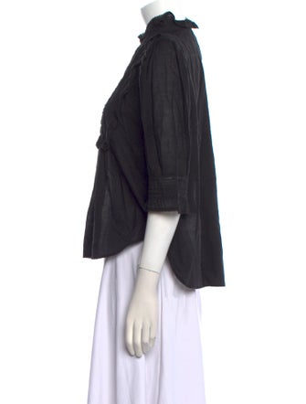 Zadig & Voltaire Mock Neck Three-Quarter Sleeve Blouse