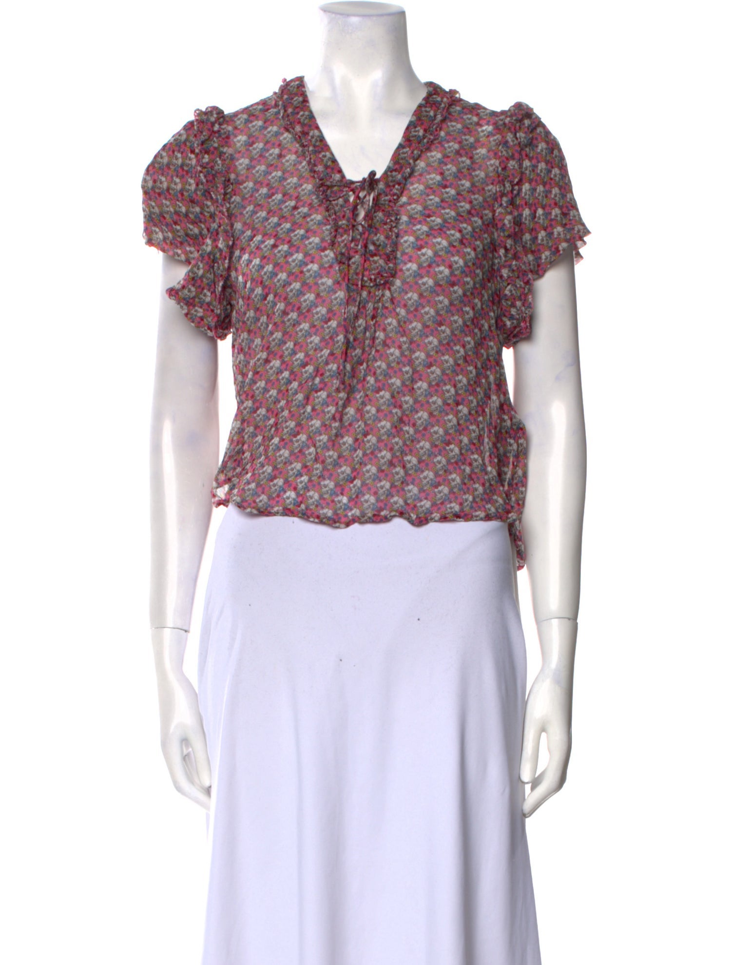 Zadig & Voltaire Floral Print V-Neck Crop Top