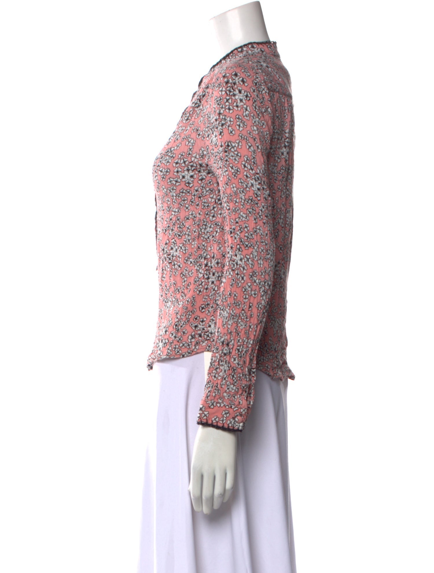 Zadig & Voltaire Floral Print Mock Neck Button-Up Top